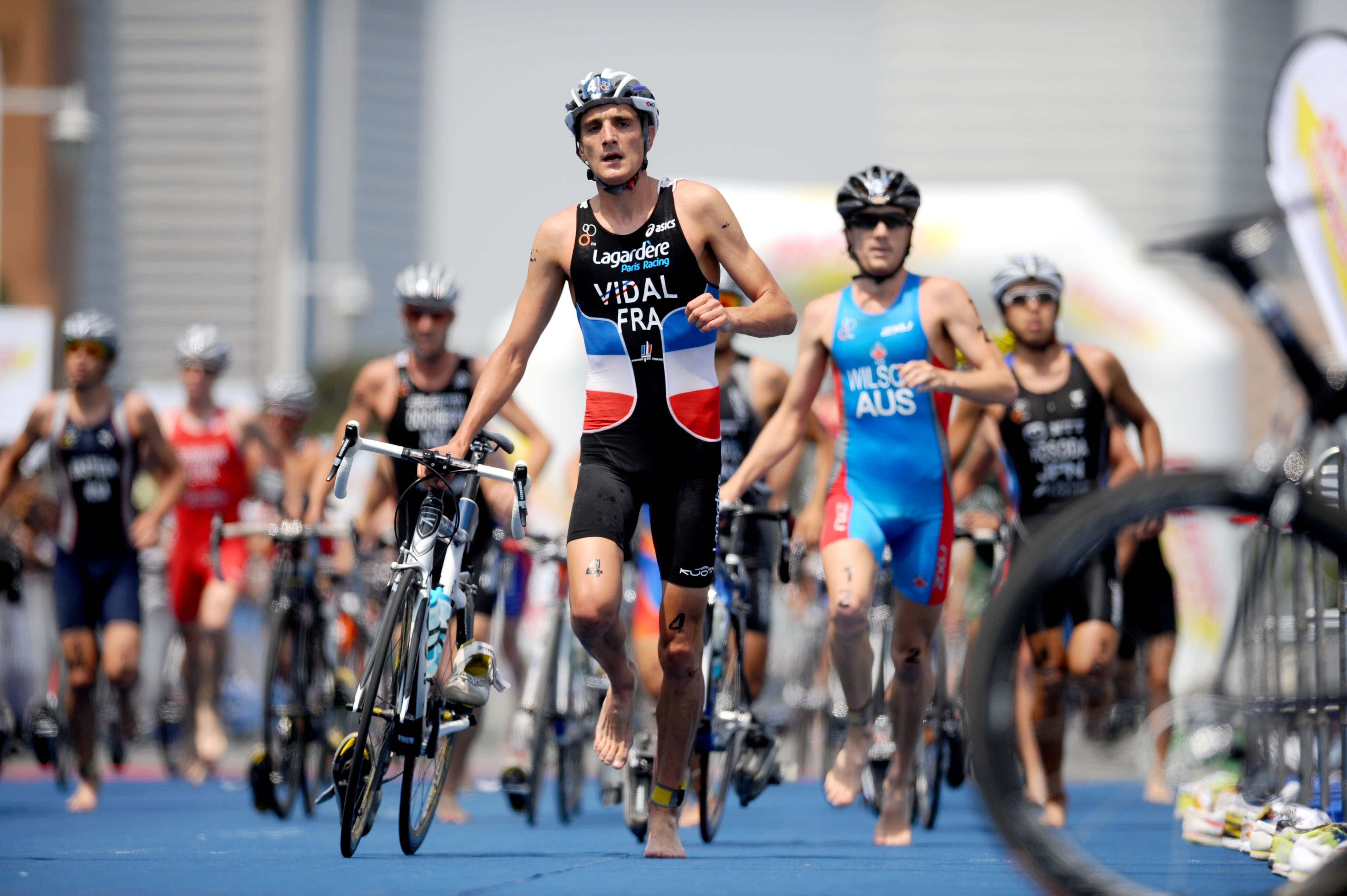 Athlete cyclist taking part in a race 