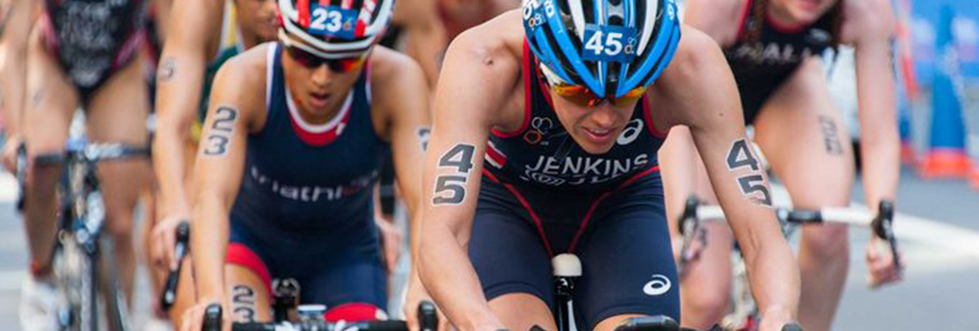 Group of athlete cyclists taking part in a race