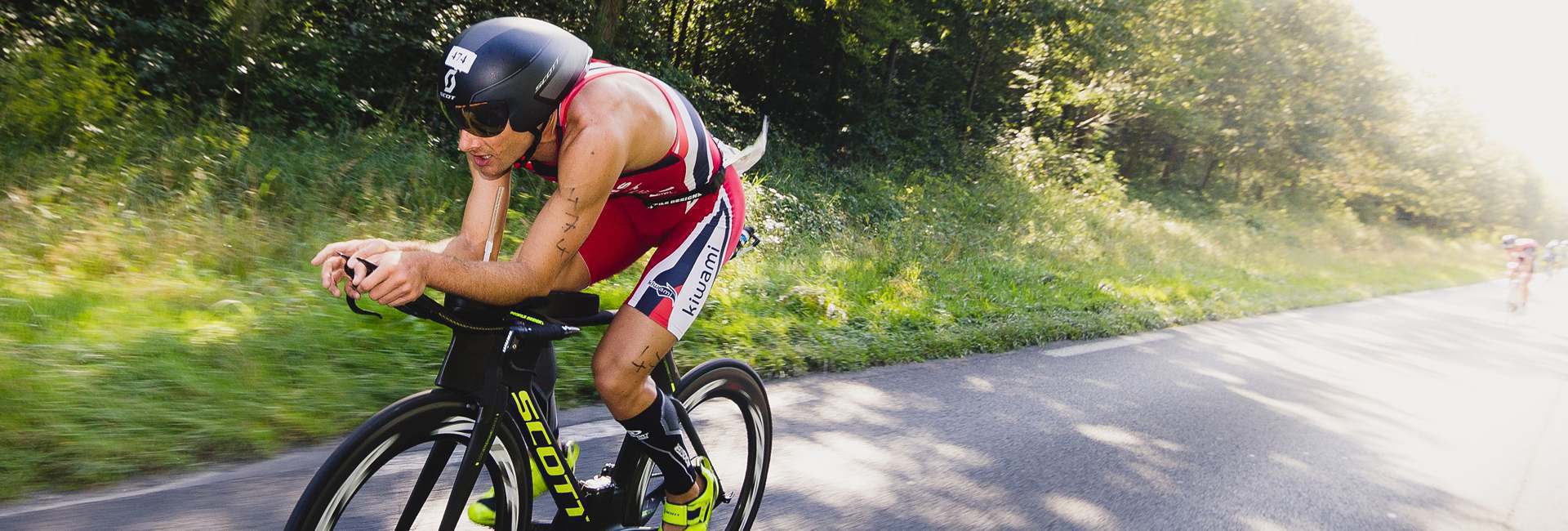 Cyclist ahead of competitors in a race.