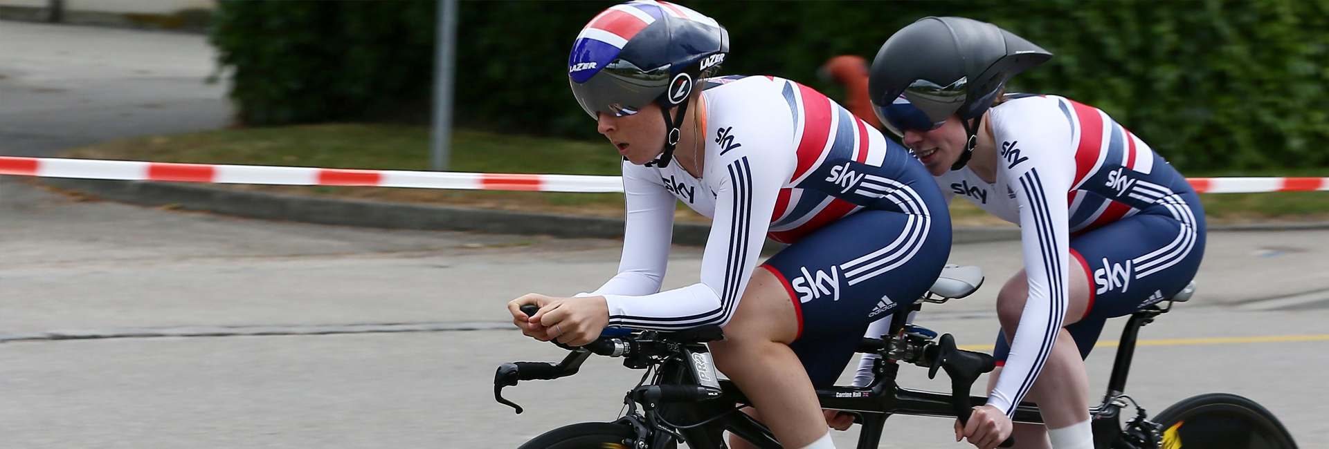 Sky cycling team during race.