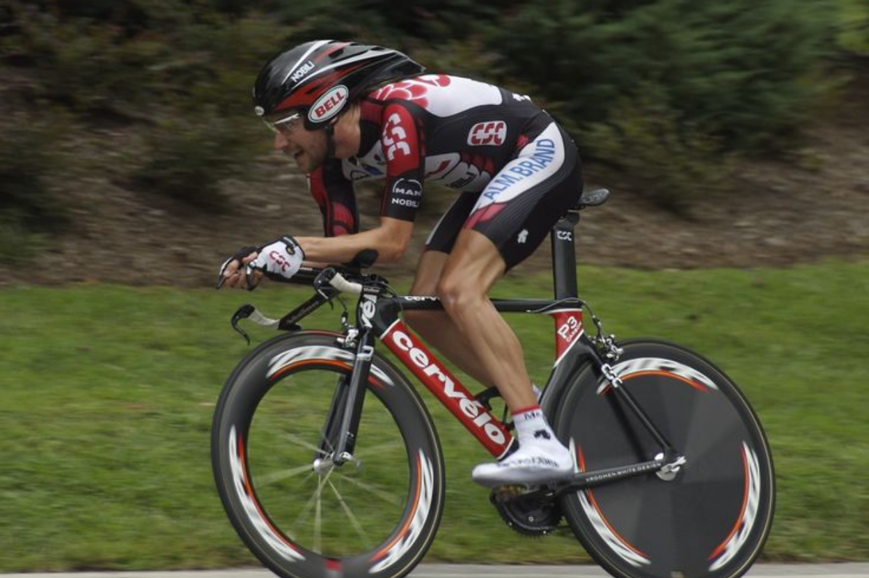 Cyclist competing in athlete sport