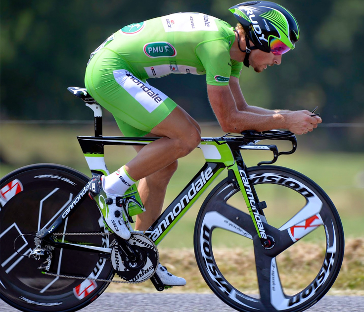 Athlete cyclist cycling as part of a race